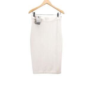 Tom Ford Sweater Skirt M Chalk White Cashmere Knit Midi Minimalist $1490